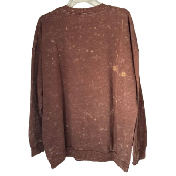 Retro 70's Y2K GOOD VIBES Brown Grunge Mushrooms Sweatshirt Ladies Size XL 15-17 - Picture 2 of 5